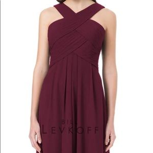 Bella Bridesmaids - Chiffon full-length bridesmaid dress. Criss-cross pleats